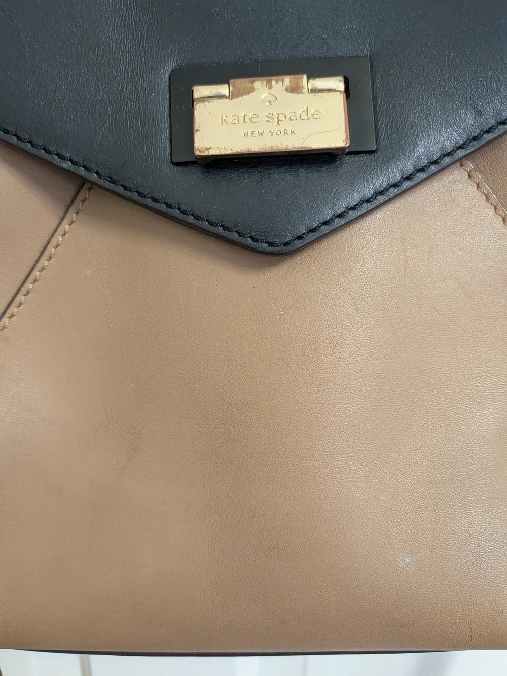 kate spade Black and Tan Two-Tone Top-Handle Satchel